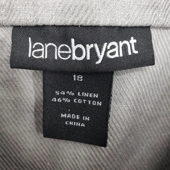 Lane Bryant Zip Up Jacket 18 Ruffle Collarless Linen & Cotton Metallic Silver - Picture 3 of 8